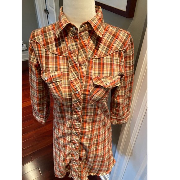Fun & Flint Orange Plaid Mini Dress (XS) - Picture 2 of 7